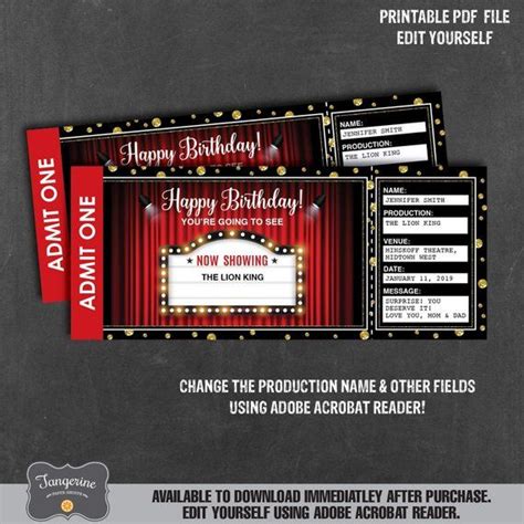 Birthday Theatre Ticket Gift Surprise Broadway Show Surprise | Etsy | Theater tickets, Ticket ...