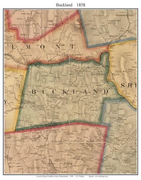 Buckland, Massachusetts 1858 Old Town Map Custom Print - Franklin Co ...