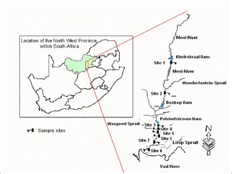 Map of South Africa indicating the position of the North-West Province ...