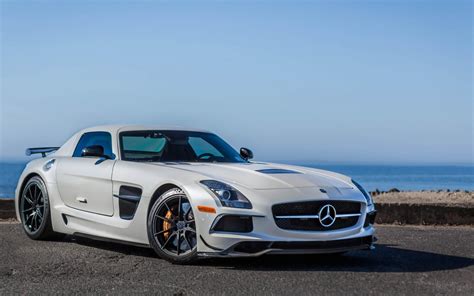 wallpaper mercedes-benz, sls, amg, white, side view HD : Widescreen : High Definition : Fullscreen