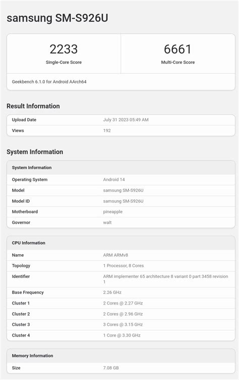 Galaxy S24+ with Snapdragon 8 Gen3 Listed on Geekbench 6