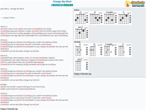 Chord: Change My Mind - tab, song lyric, sheet, guitar, ukulele | chords.vip