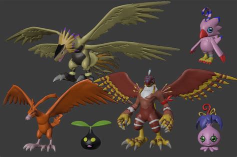 Biyomon Digivolution 3d models by wolengel on DeviantArt