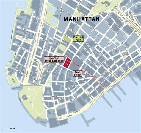 Wall street NYC map - Wall street New York map (New York - USA)