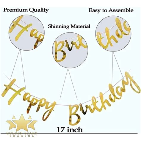 happy birthday banner gold – Golden Stars Trading