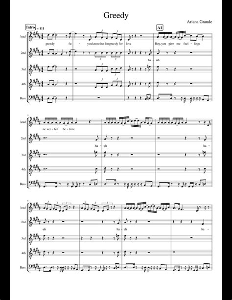 Greedy sheet music for Piano download free in PDF or MIDI