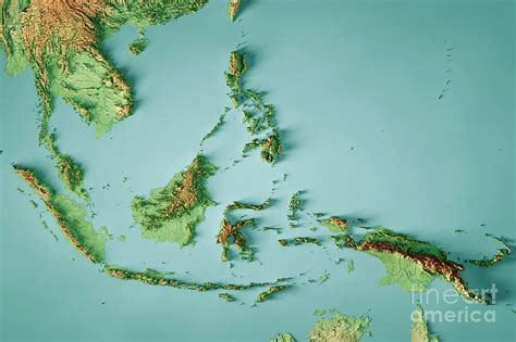 South East Asia Topographic Map - Eileen Margarita