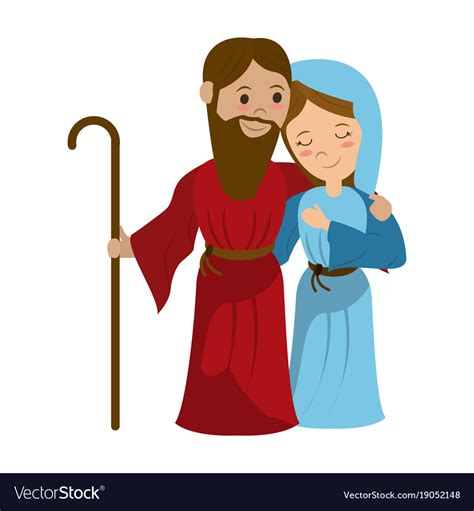 Virgin mary and joseph cartoon Royalty Free Vector Image