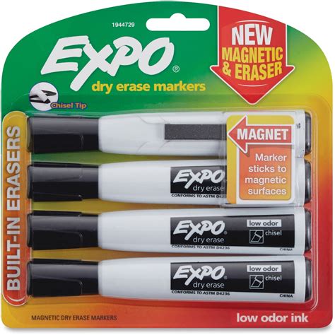 Expo, SAN1944729, Eraser Cap Magnetic Dry Erase Marker Set, 4 / Pack - Walmart.com - Walmart.com