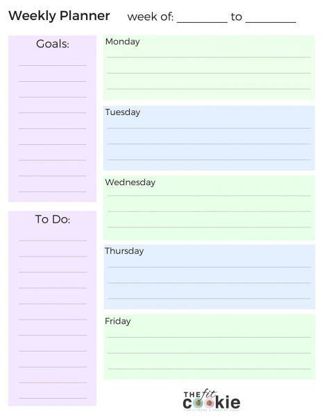 Free Printable Weekly Planner Pages • The Fit Cookie