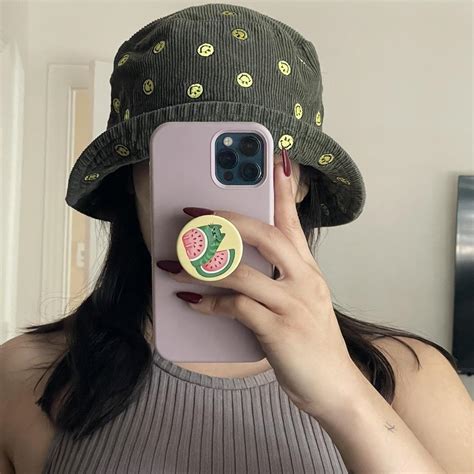 Urban Outfitters Women's Green and Yellow Hat | Depop