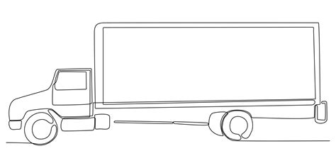 One line drawing of a modern large trailer truck with containers. Courier cargo 7435232 Vector ...