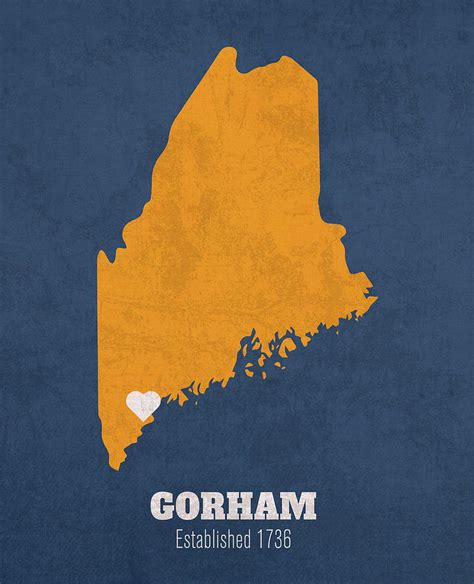 Gorham Maine City Map Founded 1736 University of Southern Maine Color Palette Mixed Media by ...