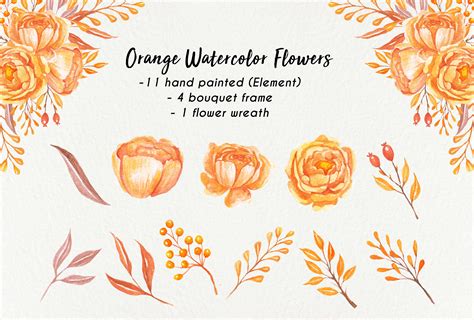 Orange Watercolor Flowers Graphic by OrchidArt · Creative Fabrica