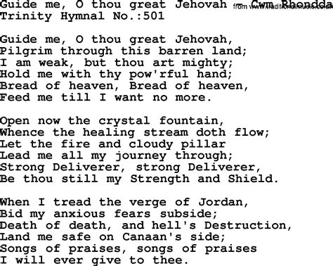 Trinity Hymnal Hymn: Guide Me, O Thou Great Jehovah--Cwm Rhondda - lyrics, midi and PDF