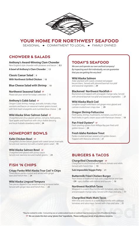 Anthony's At Cap Sante Marina menus in Anacortes, Washington, United States