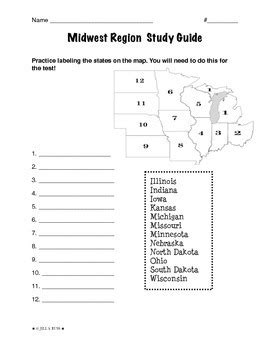 Regions of the United States: Midwest, Study Guide (5 Regions) by Jill Russ