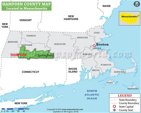 Hampden County Map, Massachusetts