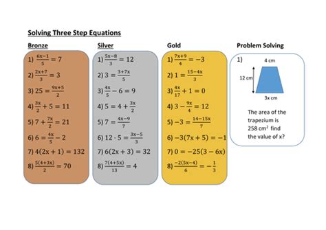 3 Step Equations Worksheet - Kindergarten Printable Sheet