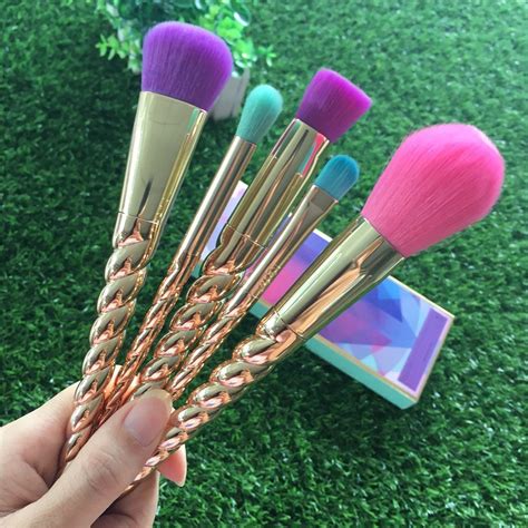 2017 Tarte Makeup Brushes Sets Cosmetics Brush 5 Bright Color Rose Gold ...