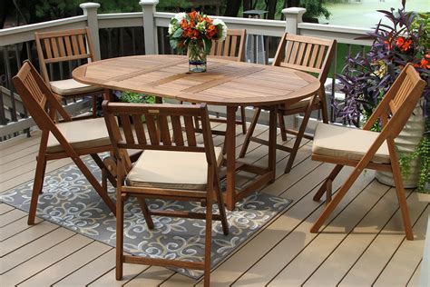 Outdoor Interiors S10555 7Piece Fold and Store Table Set Eucalyptus All Wood -- You can get more ...