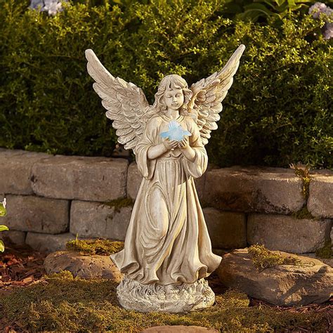 Brand New Large Angel With Solar Bird Figurine Statue Vintage Ceramic Figure | Angel garden ...