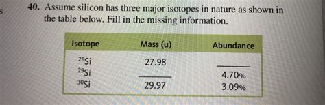 Solved 10. Assume silicon has three major isotopes in nature | Chegg.com