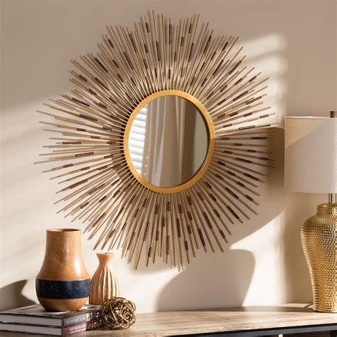 Baxton Studio Apollonia Modern and Contemporary Gold Finished Sunburst Accent Wall Mirror ...