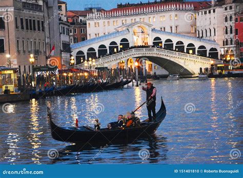 Gondola Trip,at Night, on the Grand Canal in Venice Editorial Image ...