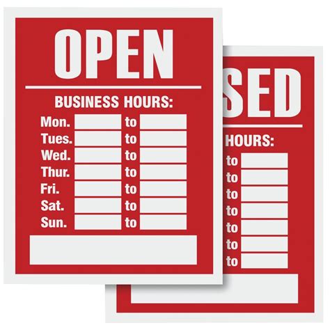 Business Hours Printable Sign