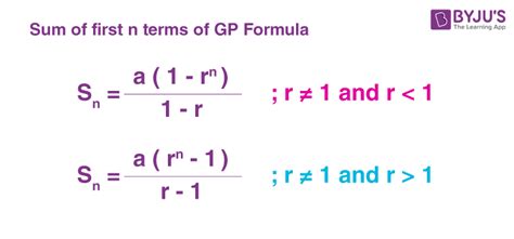 Sum to n Terms of a GP | Formula for the Sum of First n Terms of a GP