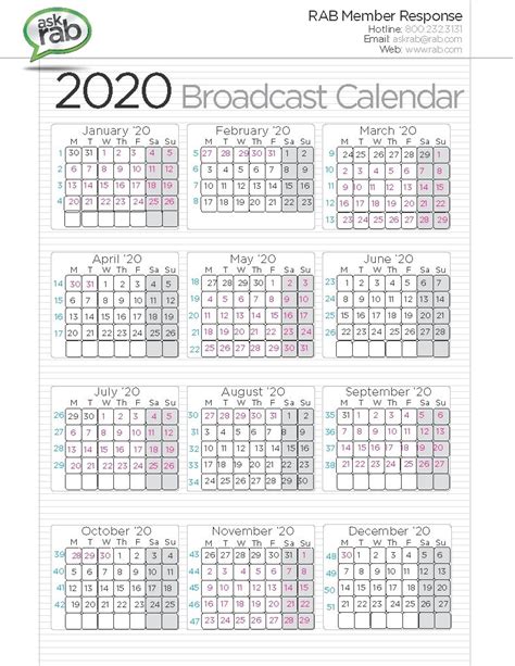 Rab Broadcast Calendar 2022 - Printable Word Searches