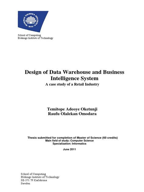 Design of Data Warehouse and Business in | PDF | Data Warehouse ...