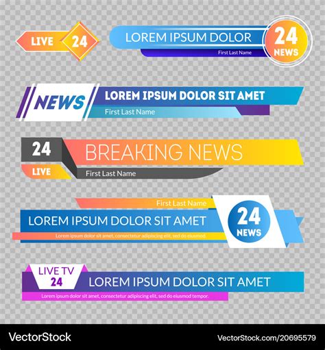 Tv news banners on a transparent background Vector Image