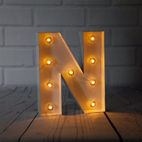 Fantado White Marquee Light Letter 'N' LED Metal Sign (8 Inch, Battery Operated w/ Timer) by ...