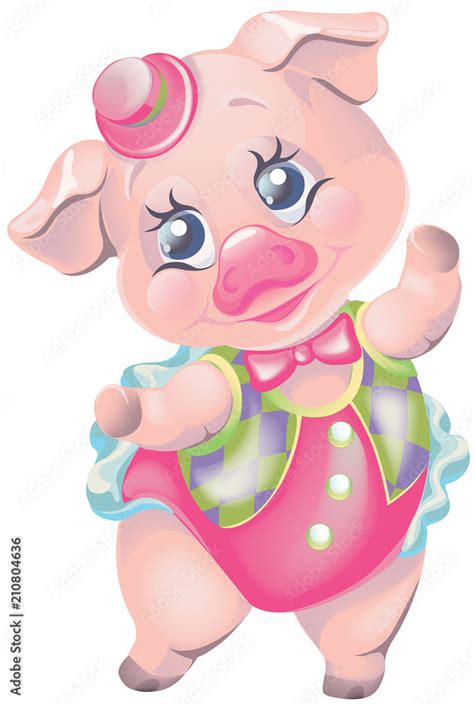 vector clipart cartoon pig in carnival circus suit Stock Vector | Adobe Stock