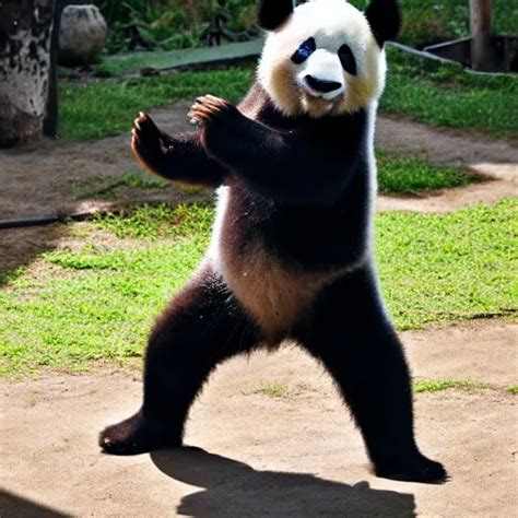 full body shot of an adorable panda cub practicing | Stable Diffusion