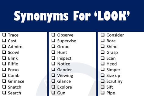 100 Look Synonyms | Other Ways to Say 'Look' - GrammarVocab