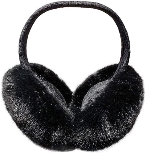 Winter Ear Muffs Faux Fur Foldable Ear Warmers Outdoor Earmuffs, Black: Amazon.co.uk: Clothing
