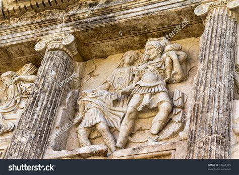 The Sebasteion Or Augusteum Facade Detail With Famous Sculptures In Aphrodisias (Turkey) Build ...