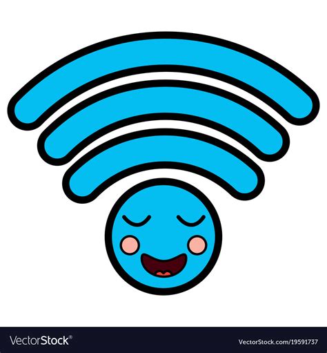 Cartoon wifi internet signal kawaii character Vector Image