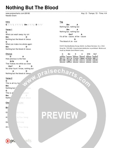 Nothing But The Blood Chords PDF (Natalie Grant) - PraiseCharts