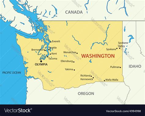 Washington state - map Royalty Free Vector Image