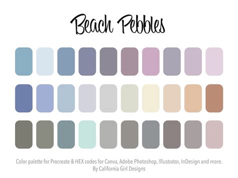 Beach Pebbles Color Palette for Procreate and HEX Codes for Canva and Adobe Creative Suite 30 ...