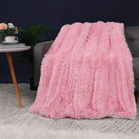 PiccoCasa Faux Fur Blanket Soft Warm Reversible Shaggy Sherpa Pink Queen - Walmart.com