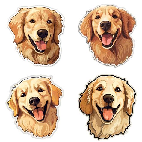 Premium Vector | Dog and puppies vector collection set golden retriever