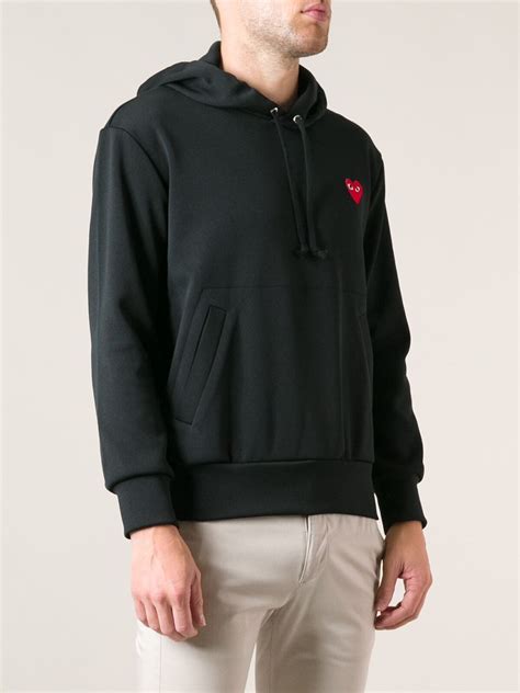 Play comme des garçons Heart Logo Hoodie in Black for Men | Lyst