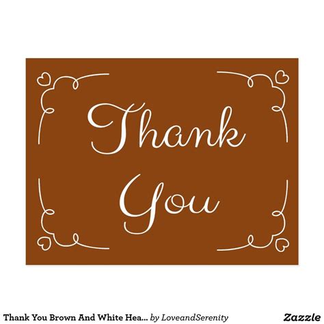 Thank You Brown And White Hearts Love Stickers Postcard Say thank you ...