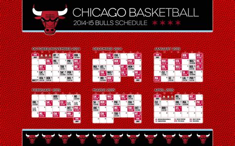 Chicago Bulls Printable Schedule