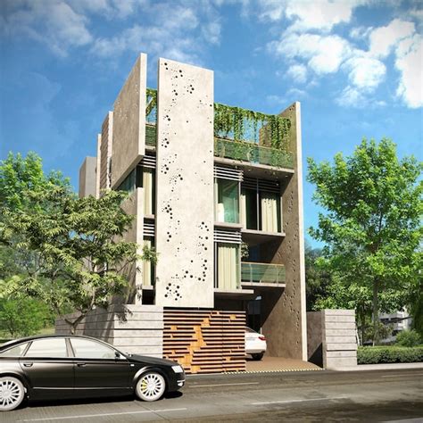 Premium Photo | Modern triplex house 3d redered exterior design concept